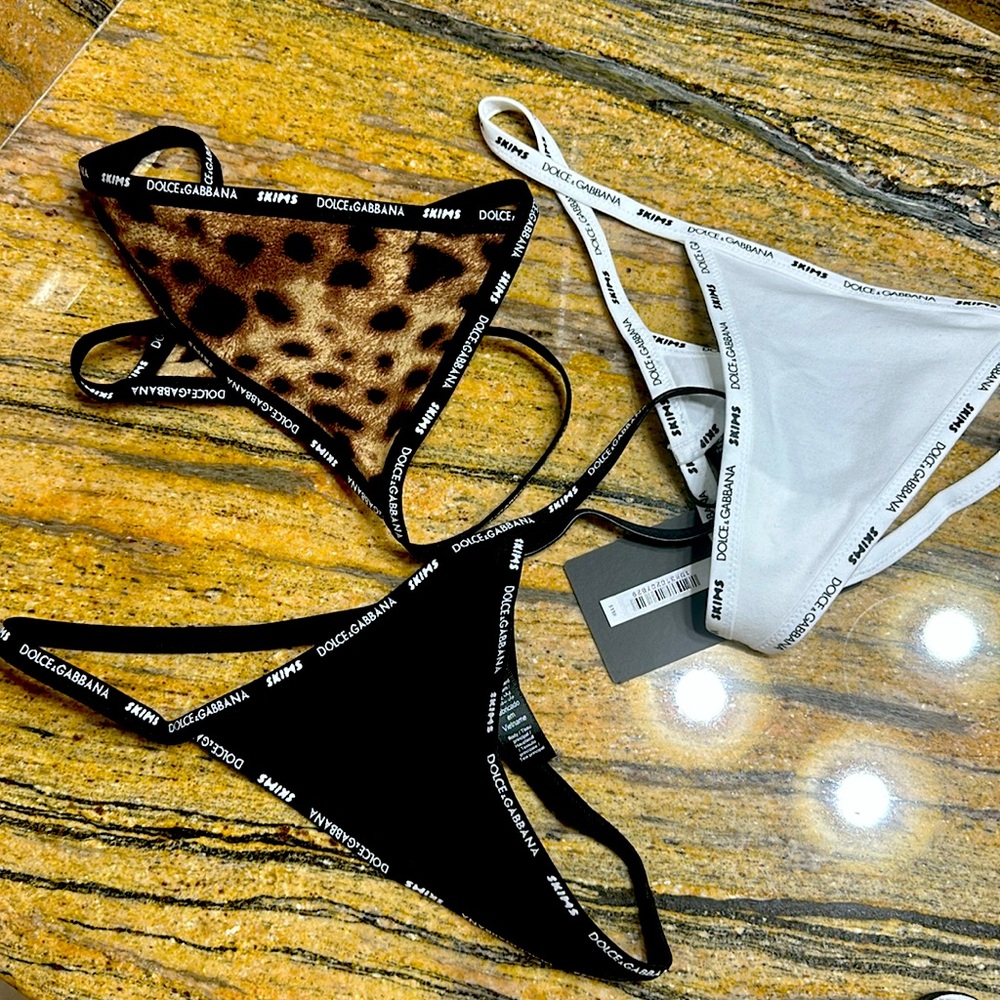 NWT Dolce&Gabbana x Skims Cotton Jersey T-String Thong 3-Pack Medium